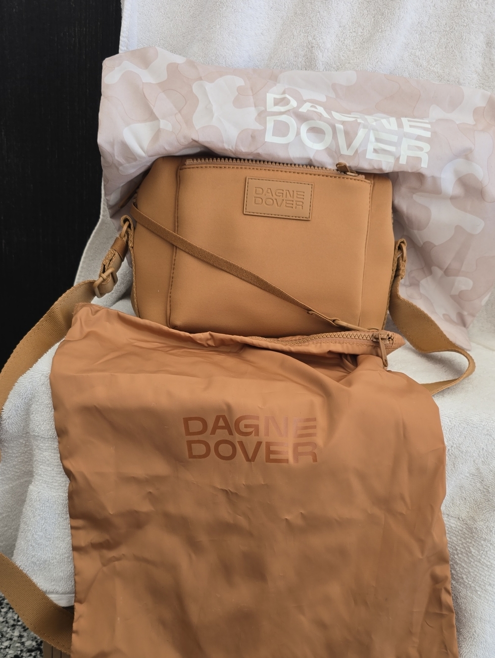 Dagne Dover Caramel Tan Crossbody Bag with Adjustable Strap